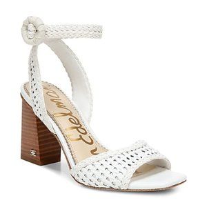 Danee Woven Leather Block Heel Sandals
